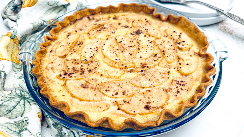 apple egg pie on table