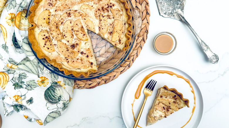 apple egg pie on table