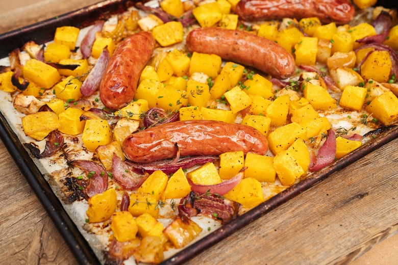 Apple and Butternut Sheet Pan Dinner with Chicken Sausage