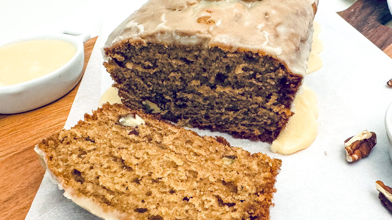 sliced applesauce cake loaf