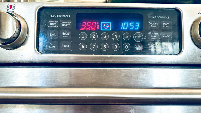 oven set to 350 F