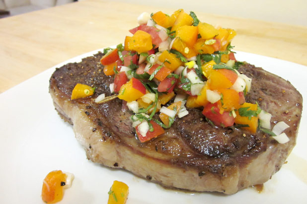 Pan-Seared Shoulder Lamb Chops with Spicy Apricot Salsa