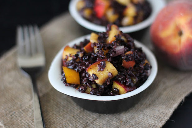 Honey Peach and Tomato Black Rice Salad