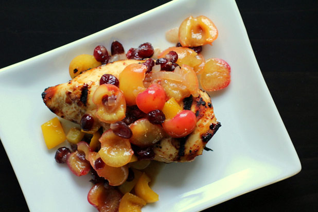 Grilled Chicken with Ginger Cherry Compote