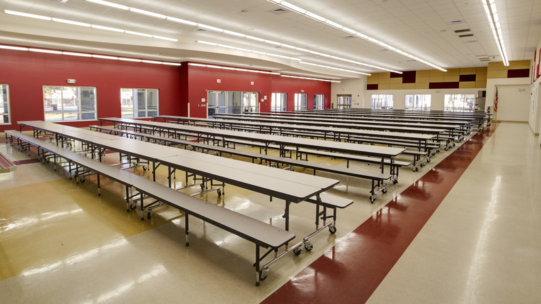 View of an empty school cafeteria