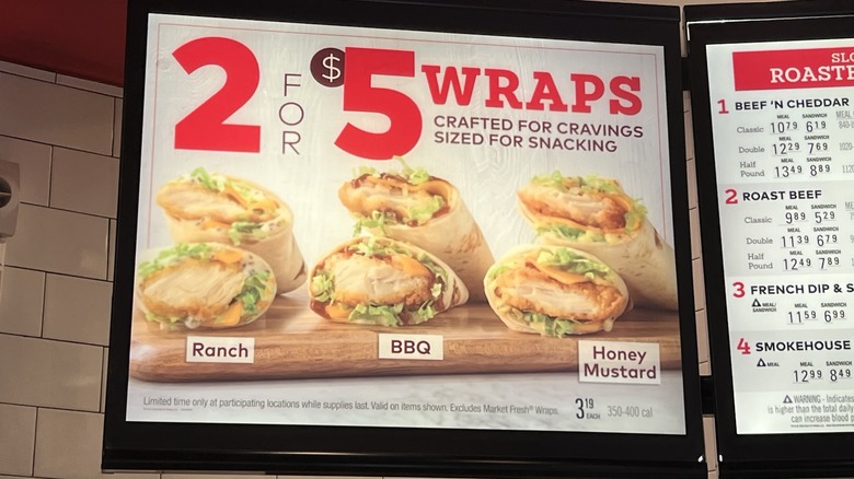 Arby's chicken wraps menu