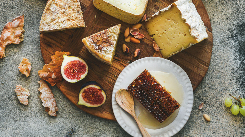 Cheeses and honeycomb