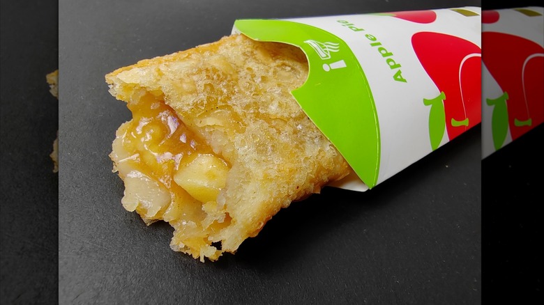 McDonald's apple pie with bite missing