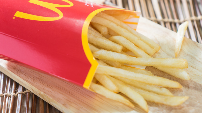 McDonald's fries on cutting board