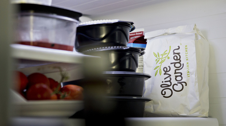 Olive garden takeaway in the fridge