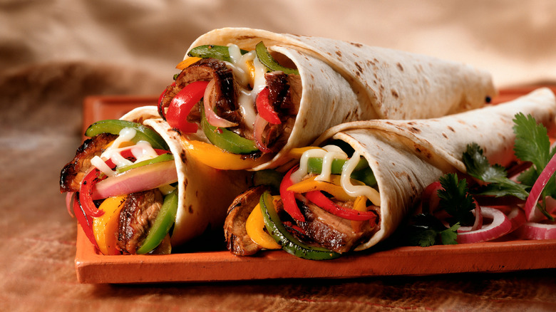 Stacked rolled fajitas