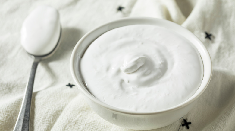 marshmallow creme on a spoon and in bowl