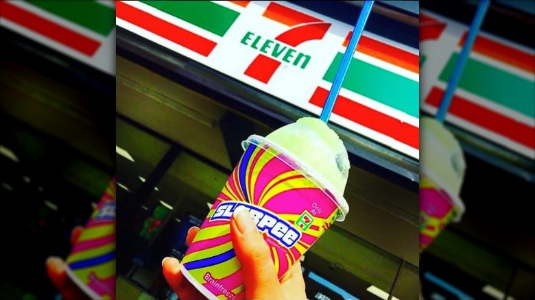 Green Slurpee at a 7-Eleven store