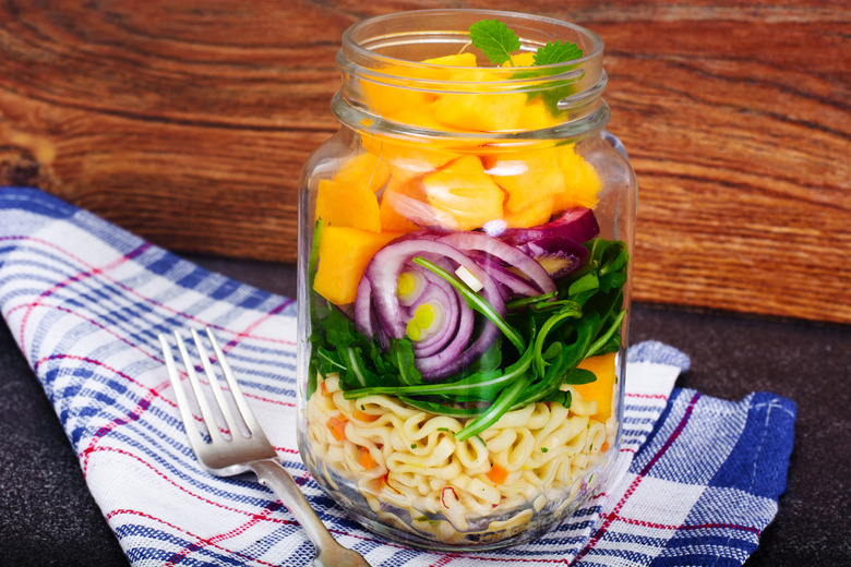 Asian Noodle Salad in a Jar with Spicy Peanut Dressing