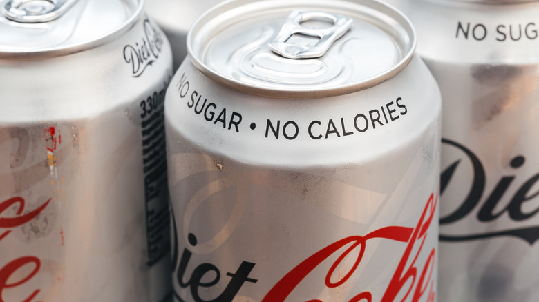 Cans of diet coke