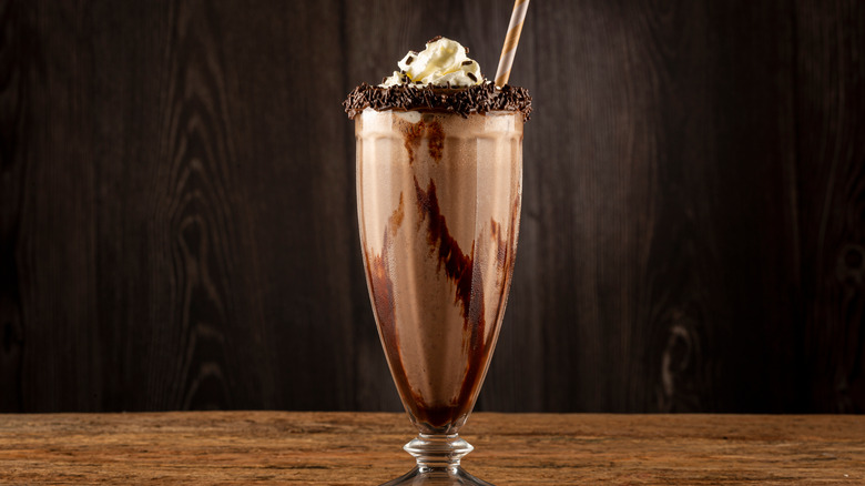 Chocolate milkshake with whipped cream