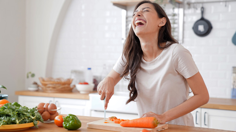 Person having fun while cooking