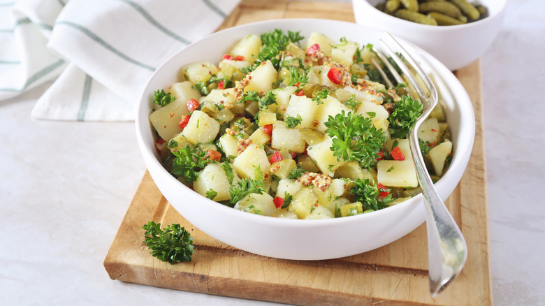 A bowl of French potato salad