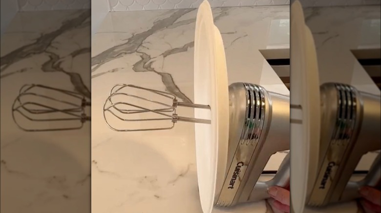 Paper plate on hand mixer