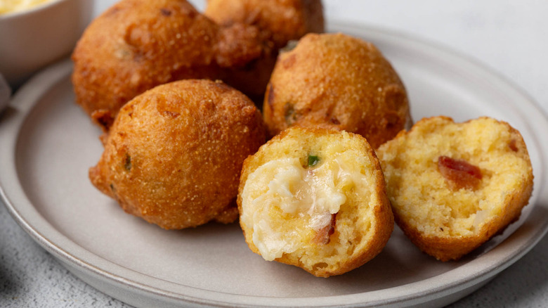 bacon jalapeno hush pups with honey butter