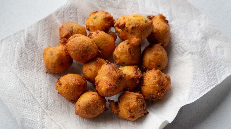 hush puppies on paper towels