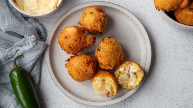 bacon jalapeno hush puppies with honey butter