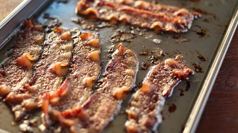 bacon on baking sheet