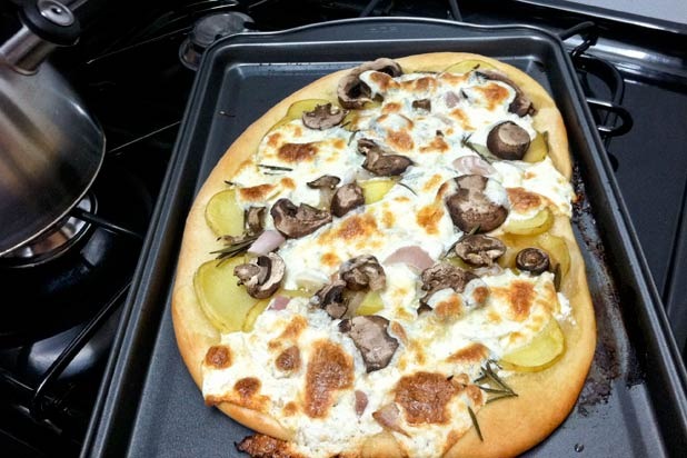 1. Potato Pizza with Shallots and Mushrooms