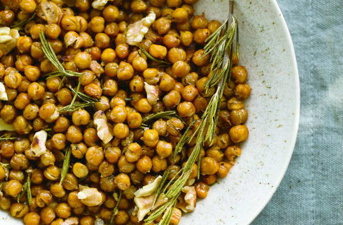 Baked Chickpeas with Toasted Walnuts, Rosemary, and Chili