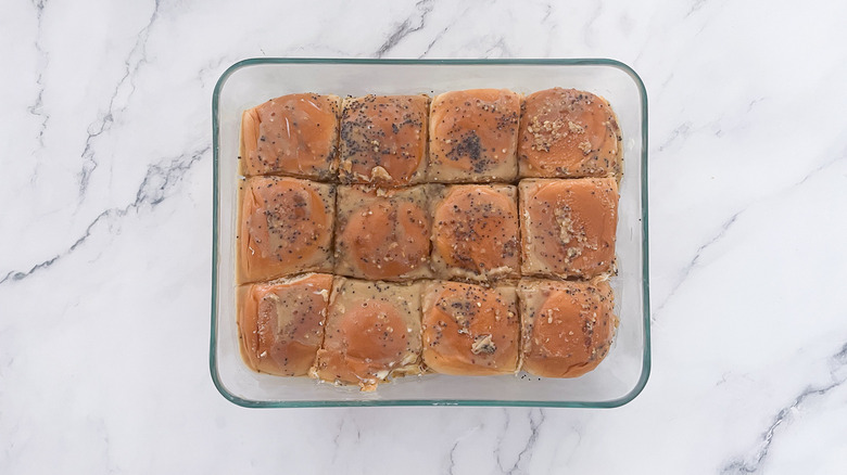 sliders in baking dish