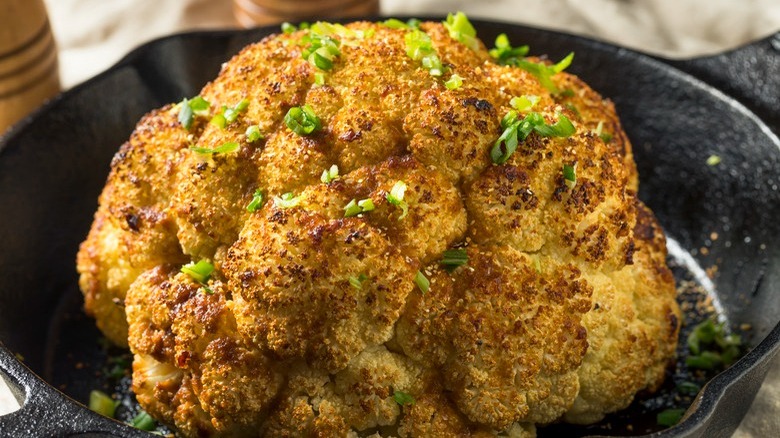 Baked Whole Cauliflower With Indian Spices, Mint and Yo