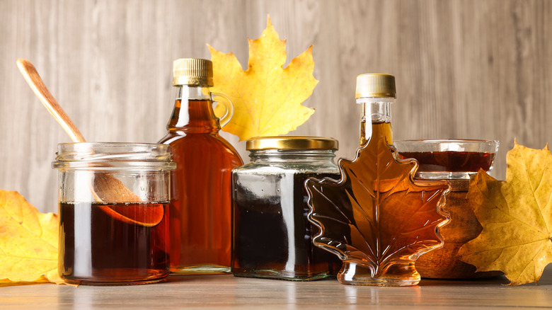 Maple syrup in jars