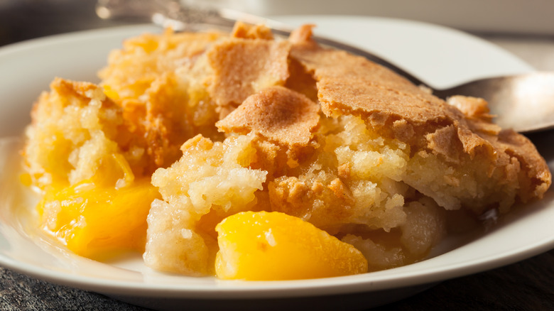 Plated peach cobbler