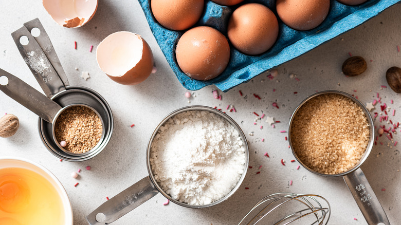 baking ingredients and tools