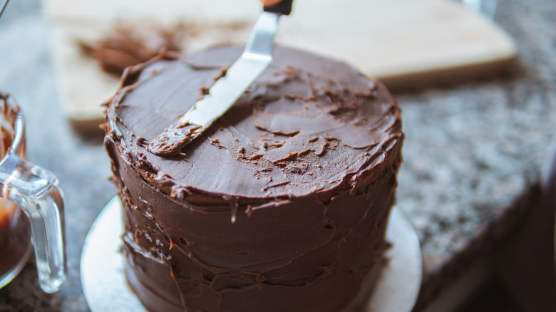 chocolate icing on cake