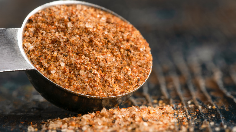 close up of creole seasoning in teaspoon