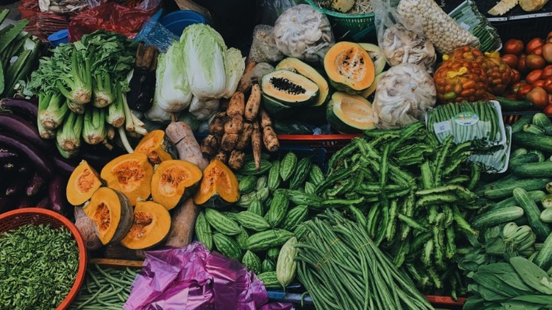 variety of seasonal fruits and vegetables