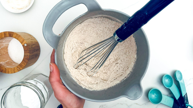 flour and whisk in bowl