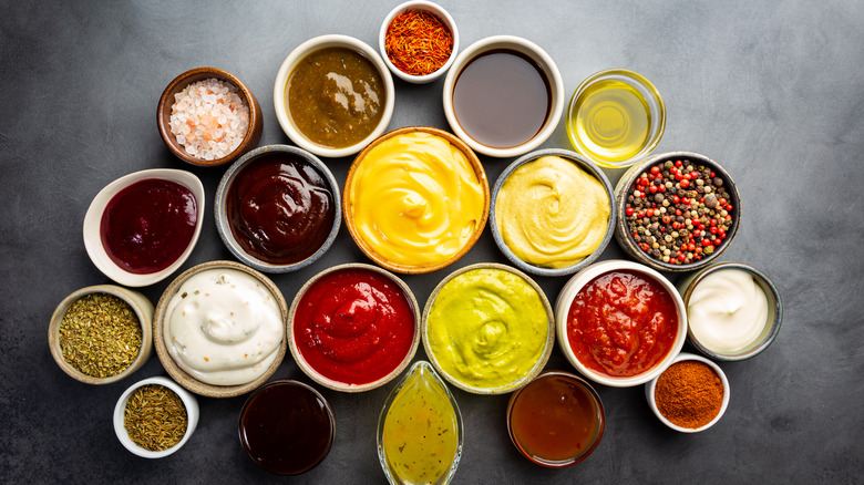 bowls of various dipping sauces