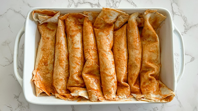 enchiladas in baking dish