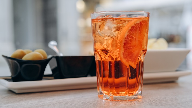 spritz in glass with orange slice