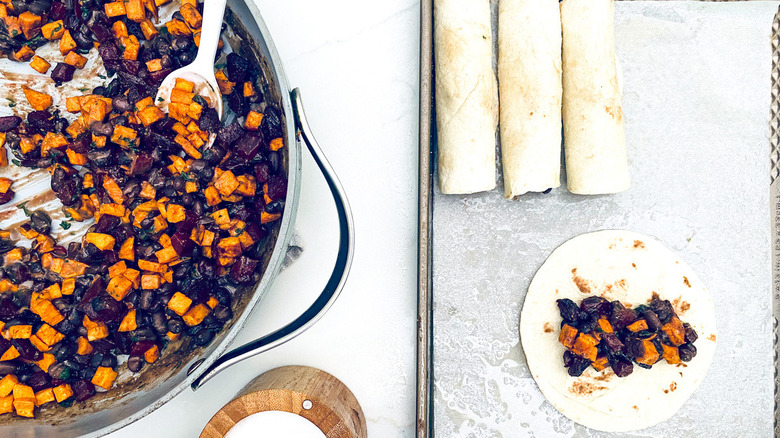 vegetable taquitos on pan