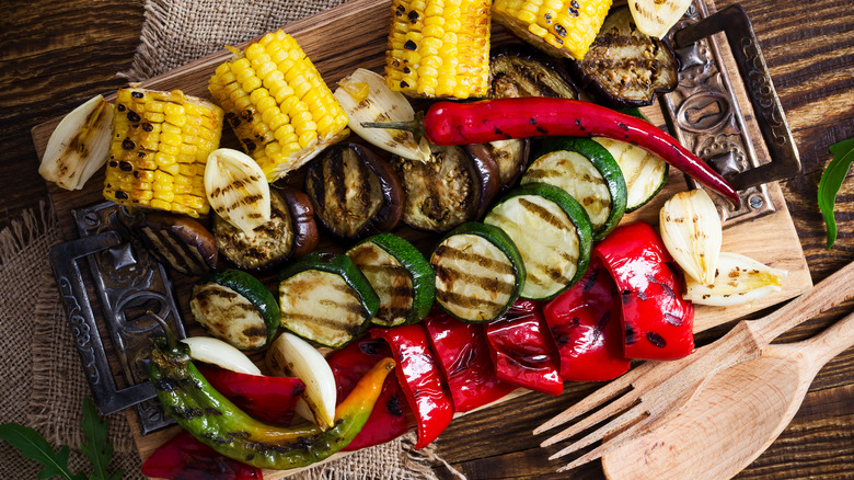 Platter of grilled summer vegetables