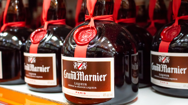 Bottles of Grand Marnier liqueur on shelf