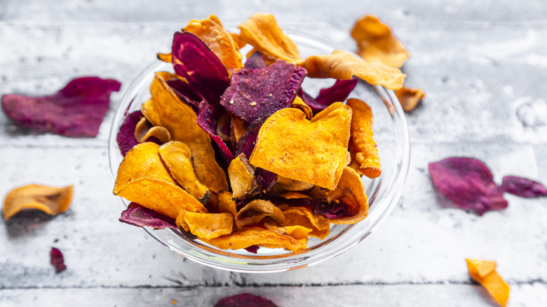 sweet potato chips in a bowl