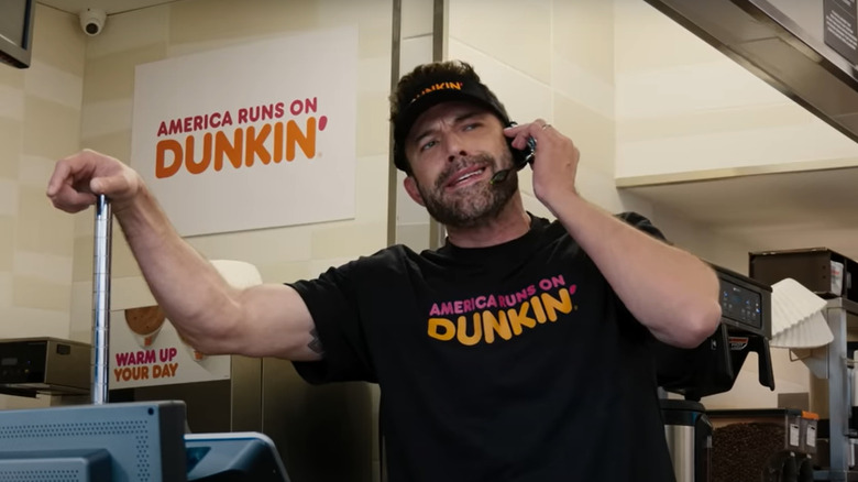 Ben Affleck dressed as Dunkin' employee