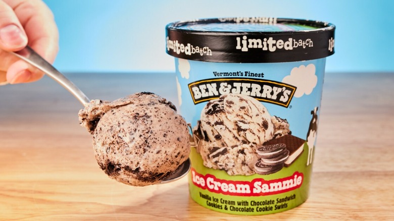 Ben & Jerry's Ice Cream Sammie on spoon