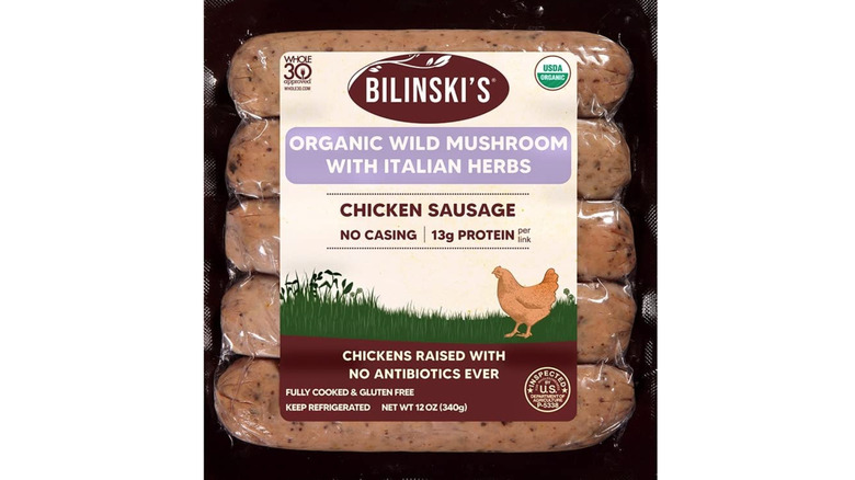 Bilinski's wild mushroom chicken sausage