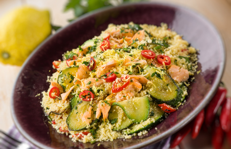 Israeli Couscous Salad With Smoked Salmon and Creamy Pesto