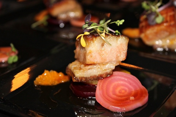 Satsuma Glazed Pork Belly, Marinated Beets and Cilantro